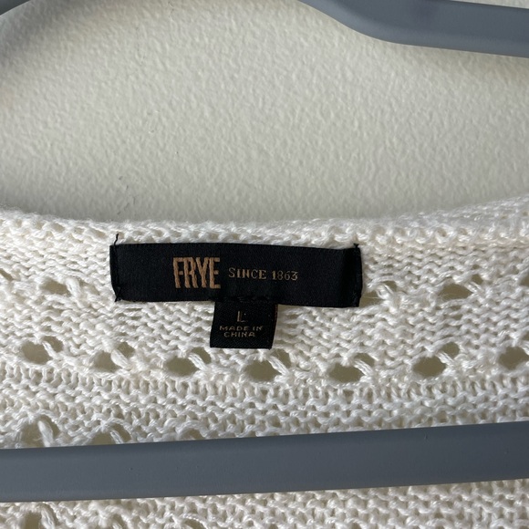Frye Women’s Knit Cotton Blend Sweater Summer Cover-Up Beach Size Large in Cream - Picture 3 of 4